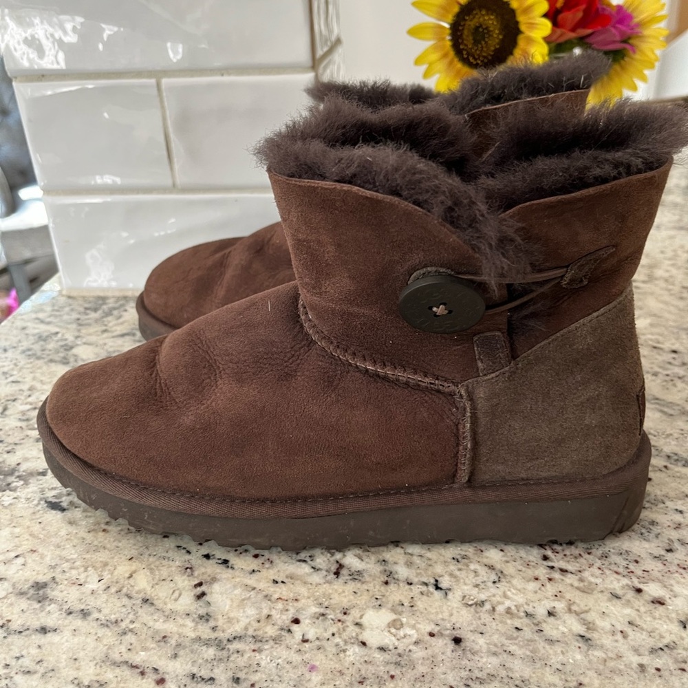 UGG Chocolate Suede Boots with Plush Lining